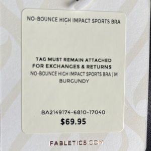 Fabletics, No-Bounce High Impact Sports Bra, Size M, Color-Burgundy